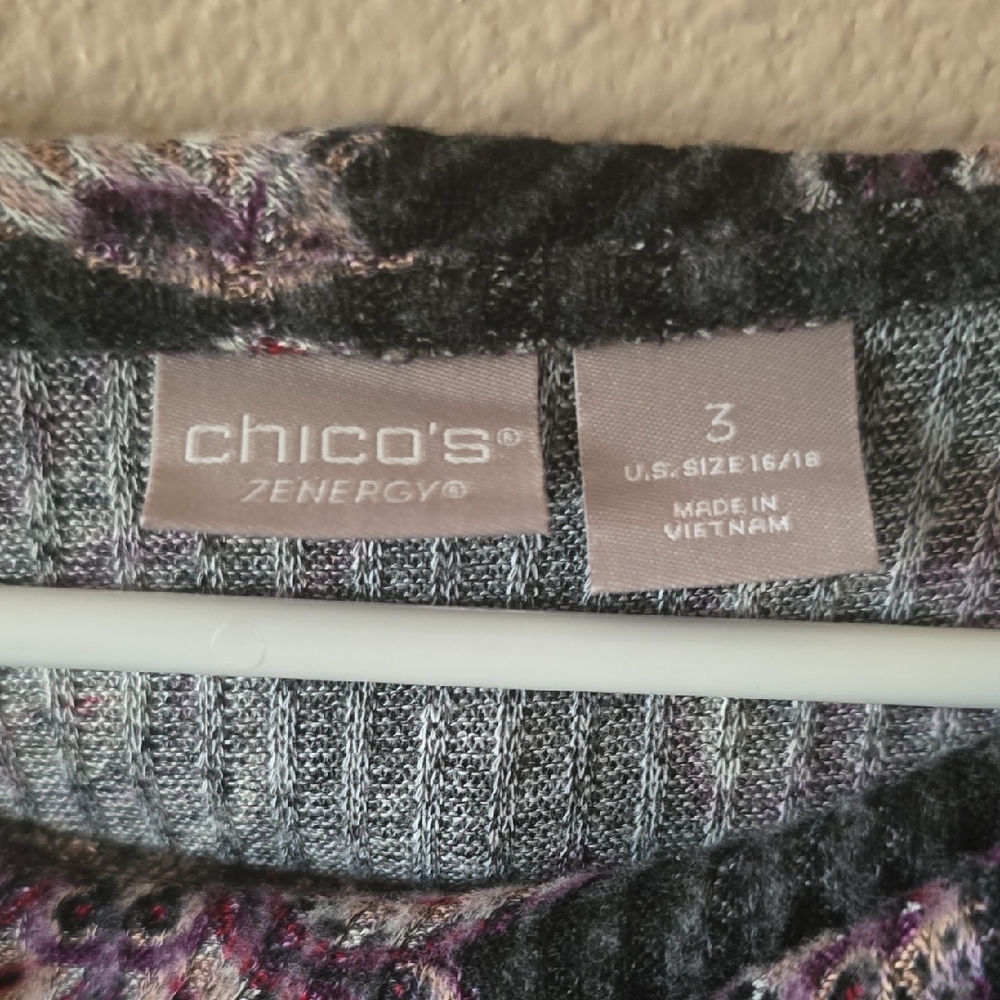 Chicos Zenergy Cozy Medallion Print Cowl Neck Tunic Size 3 - Picture 2 of 5